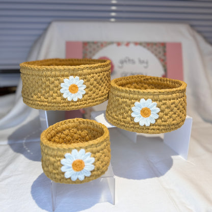 Trio of handmade storage baskets - Blooms & Buzzes Collection